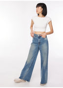 AIDAN Süper Wide Leg Fit Vintage Orta İndigo Kadın Jean Pantolon