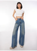 AIDAN Süper Wide Leg Fit Vintage Orta İndigo Kadın Jean Pantolon