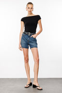 DEBORAH Straight Fit Orta İndigo Kadın Jean Şort
