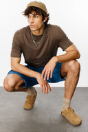Rahat Fit Basic Kahverengi Erkek T-Shirt