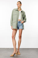 Oversize Fit Worker Stil Adaçayı Kadın Jean Ceket