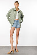 Oversize Fit Worker Stil Adaçayı Kadın Jean Ceket