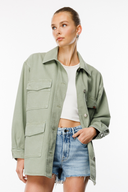 Oversize Fit Worker Stil Adaçayı Kadın Jean Ceket