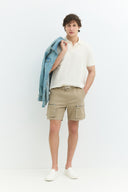 Regular Fit Bağcıklı Fermuarlı Cep Detaylı Camel Erkek Şort