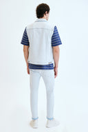 Regular Fit Çift Renk Açık İndigo Erkek Jean Yelek