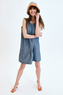 Relaxed Fit Açık İndigo Chambray Jean Elbise