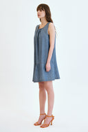 Relaxed Fit Açık İndigo Chambray Jean Elbise