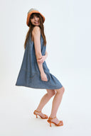 Relaxed Fit Açık İndigo Chambray Jean Elbise
