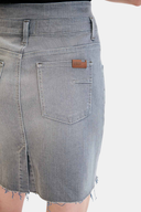 Slim Fit Püsküllü Cep Detaylı Gri Kadın Jean Etek