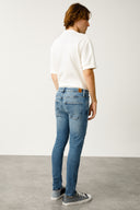 ETHAN Skinny Fit Patchli Açık İndigo Erkek Jean Pantolon