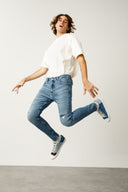 ETHAN Skinny Fit Patchli Açık İndigo Erkek Jean Pantolon