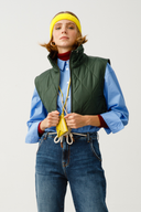 Slim Crop Fit Kapitone Siyah Kadın Yelek