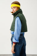 Slim Crop Fit Kapitone Siyah Kadın Yelek