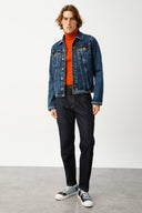 ANDY Trucker Regular Fit Koyu İndigo Erkek Jean Ceket