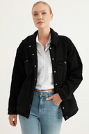 EMILY Regular Fit Siyah Içi Kürklü Kadın Denim Jean Mont/Ceket