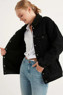 EMILY Regular Fit Siyah Içi Kürklü Kadın Denim Jean Mont/Ceket