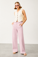 INNA VIOLET Wide Leg Fit Lila Kadın Jean Pantolon