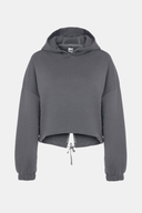 Oversize Fit Crop Koyu Gri Kadın Hoodie / Sweatshirt