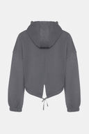 Oversize Fit Crop Koyu Gri Kadın Hoodie / Sweatshirt