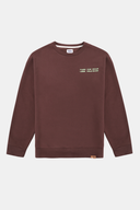 Oversize Fit Nakışlı Kahverengi Erkek Sweatshirt