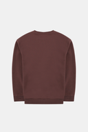 Oversize Fit Nakışlı Kahverengi Erkek Sweatshirt