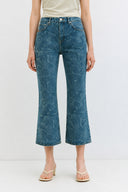 MINA Bootcut Crop Fit Çiçek Kadın Jean Pantolon