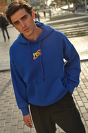 Oversize Fit Baskılı Lacivert Erkek Hoodie / Sweatshirt