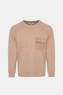 Regular Fit Bisiklet Yaka Tek Cep Bej Erkek Kazak / Sweatshirt
