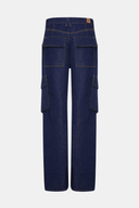 LAURA Cargo Fit Rinse Koyu İndigo Utility Kadın Jean Pantolon