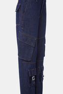 LAURA Cargo Fit Rinse Koyu İndigo Utility Kadın Jean Pantolon