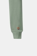 Oversize Fit Nakışlı Adaçayı - Haki Kadın Crop Hoodie / Sweatshirt