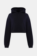 Oversize Fit Nakışlı Siyah Crop Kadın Hoodie / Sweatshirt
