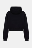 Oversize Fit Nakışlı Siyah Crop Kadın Hoodie / Sweatshirt