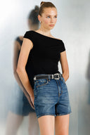 DEBORAH Straight Fit Orta İndigo Kadın Jean Şort
