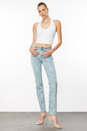 STEFF Slim Straight Fit Açık İndigo Kadın Jean Pantolon