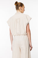 Relaxed Long Fit Krem Kumaş Kadın Pantolon