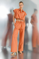 Relaxed Long Fit Kiremit Kumaş Kadın Pantolon