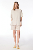 Rahat / Relaxed Fit Basic Krem Kadın T-Shirt