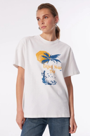 Relaxed Fit Ekru Kadın Baskılı Kadın T-Shirt