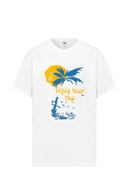 Relaxed Fit Ekru Kadın Baskılı Kadın T-Shirt
