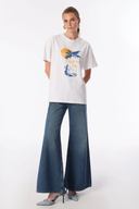 Relaxed Fit Ekru Kadın Baskılı Kadın T-Shirt