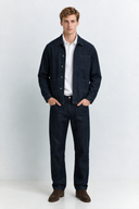 Regular Fit Worker Stil Rinse Koyu İndigo Erkek Jean Ceket