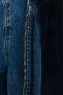 Regular Fit Orta İndigo Kapüşonlu Sherpalı Erkek Jean Ceket