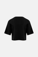 Relaxed Crop Fit Siyah Kadın T-Shirt