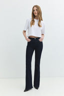 Oversize Crop Fit Bisiklet Yaka Beyaz Kadın T-Shirt
