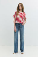 Wide Leg Straight Fit Orta İndigo Kadın Jean Pantolon