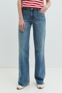 Wide Leg Straight Fit Orta İndigo Kadın Jean Pantolon
