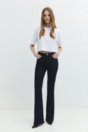 Slim Flare Long Fit Rinse Koyu İndigo Kadın Jean Pantolon