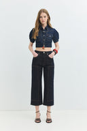 Relaxed Straight Fit Rinse Koyu İndigo Kadın Jean Pantolon