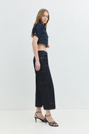Relaxed Straight Fit Rinse Koyu İndigo Kadın Jean Pantolon